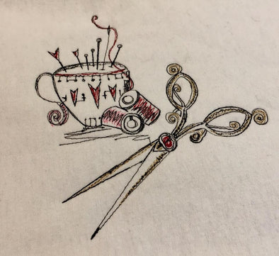 Pin Cushion and Pair of Scissors