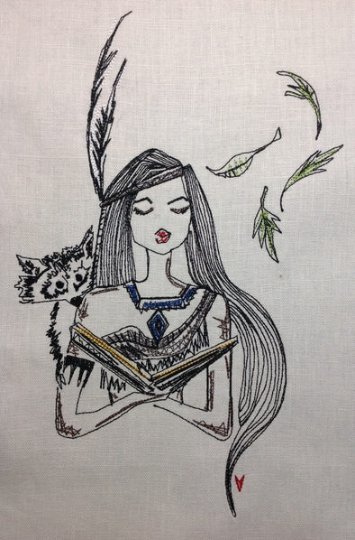 Feather Princess Bookworm - Embroidery Design