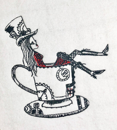 Steampunk Teacup Girl Embroidery Design