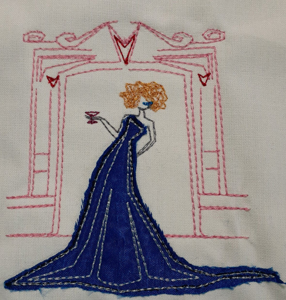 Champagne Girl- Raw Edge Applique Embroidery