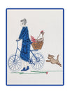 Chicken lady with bike - Raw Edge Applique Embroidery