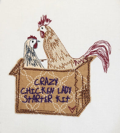 Crazy Chicken lady KIT- Raw Edge Applique Embroidery