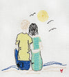 Couple watching the sunset machine Embroidery design