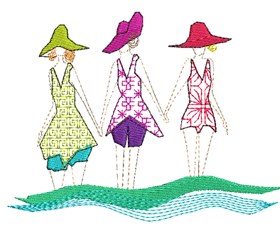 Copy of 4 Bathing Girls Urban Embroidery Design