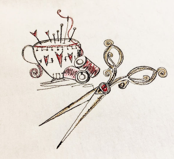 Pin Cushion and a Pair of Scissors