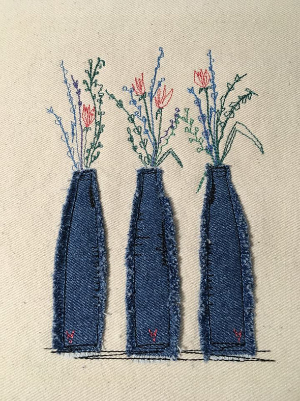 Bottled Flowers - Raw Edge Applique