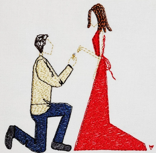 Lady in red Engagement Embroidery Design