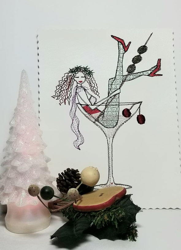 Urban Machine Embroidery- Martini party girl
