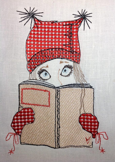 Girl in the Square Hat, Reading a Book