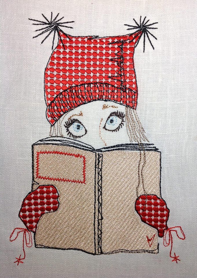 Girl in the Square Hat, Reading a Book