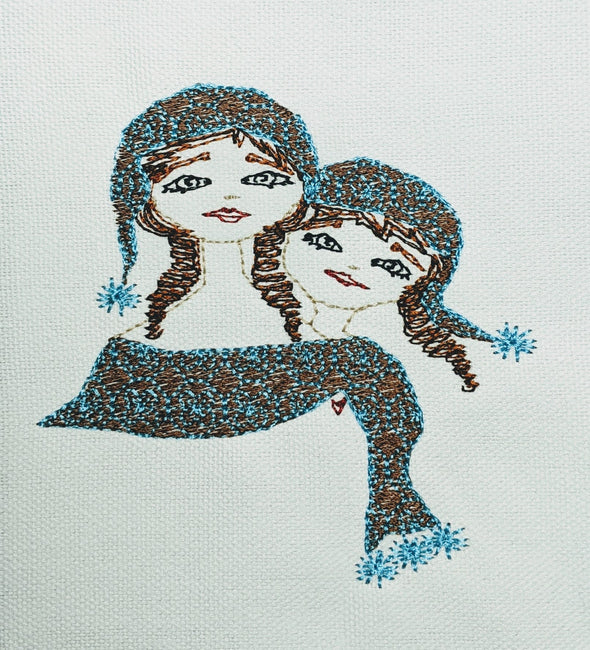 2 Snowy Sisters Friends- Embroidery Design