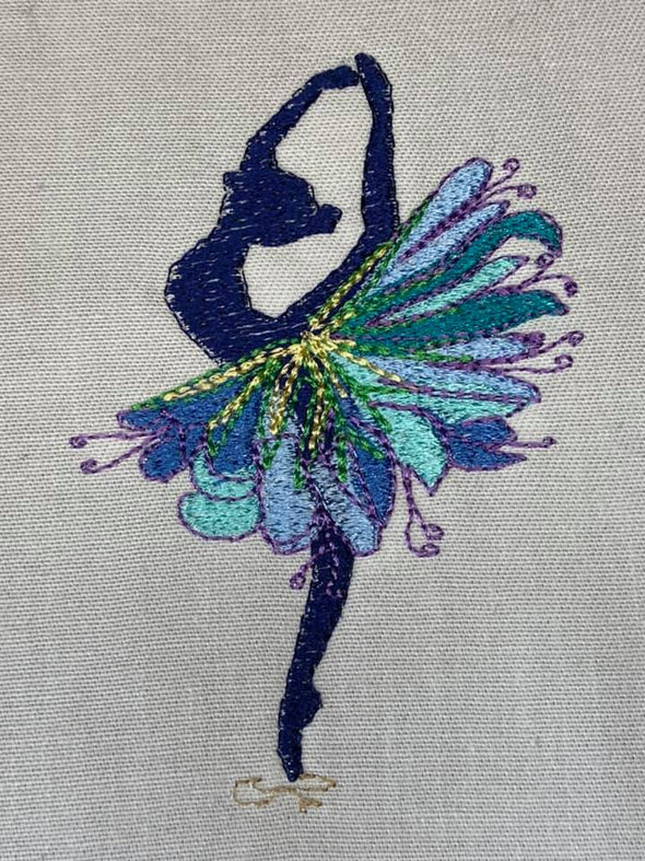 Ballerina blue flower Embroidery Design