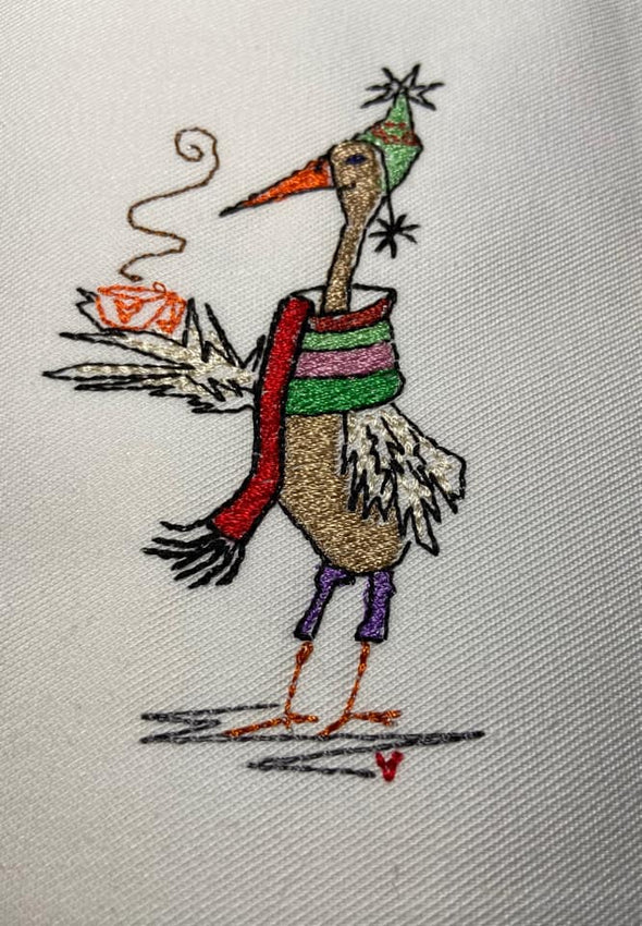 Christmas Goose & Coffee - Embroidery Design