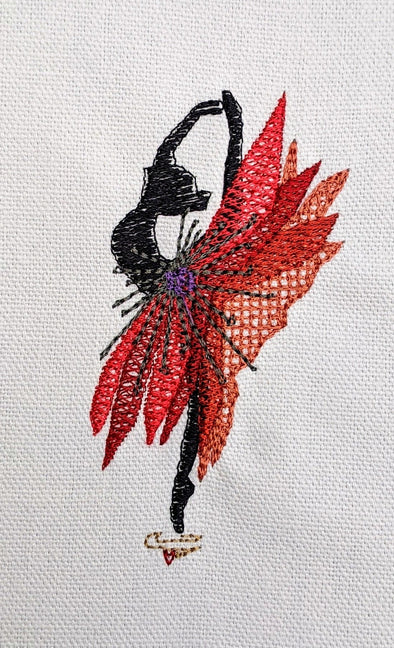 Ballerina poppy flower Embroidery Design