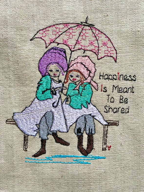 Happiness meant to be shared girls  - Unique Embroidery Design