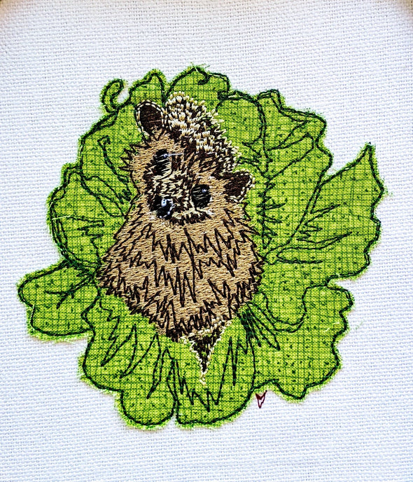 Hedgehog in Cabbage - Raw Edge Applique Embroidery Design