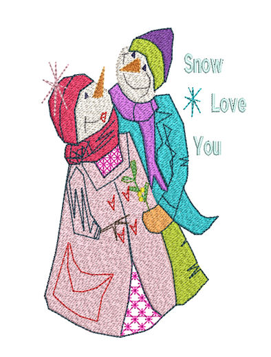 Mr & Mrs snowball i love you- Embroidery Design
