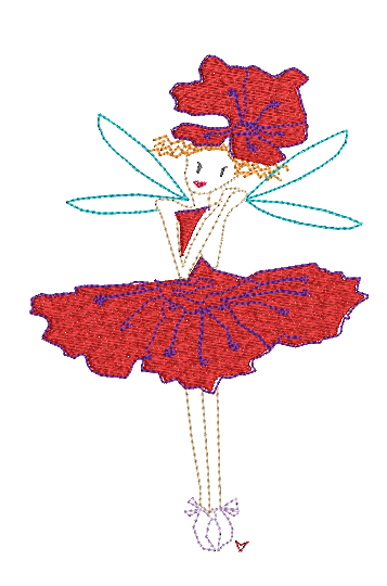 Poppy love fairy Unique Embroidery Design
