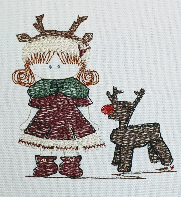 Girl Ruby Christmas Machine Embroidery design