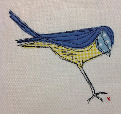 Blue Tit Bird - Raw Edge Applique - Embroidery Design