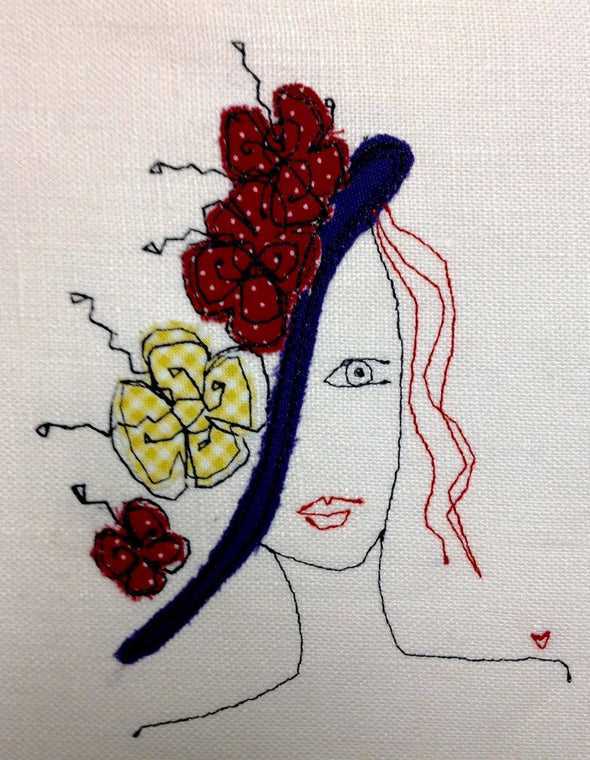 Flower Hat Girl - Raw Edge Applique Embroidery Design