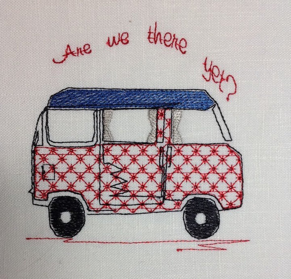 VW Bus - Are we there yet - Embroidery Design