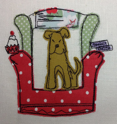 Dog in Chair - Raw Edge Applique Embroidery Design