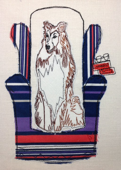 Collie in Chair - Raw Edge Applique Embroidery Design