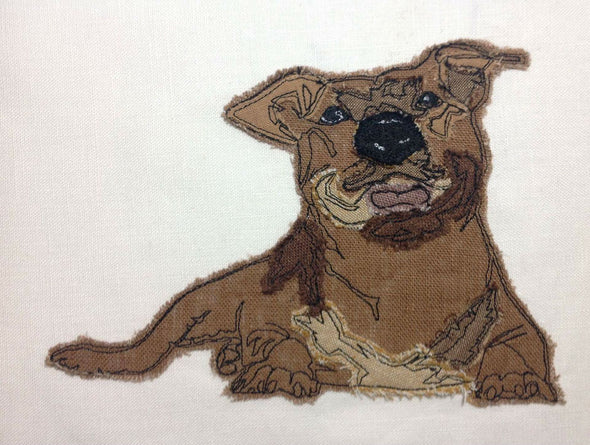 Pitbull Dog - Raw Edge Applique Embroidery Design