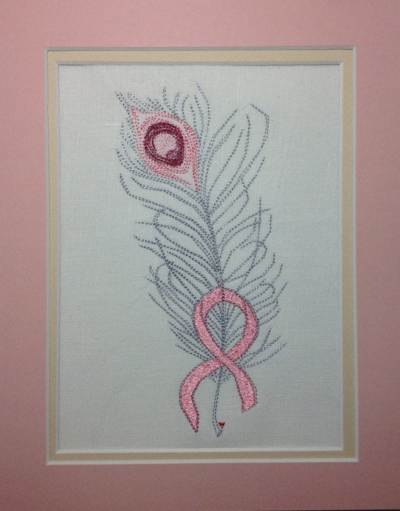 Pink Ribbon Feather - Embroidery Design