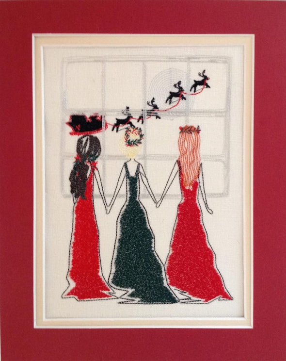 Girlfriends, Sisters Christmas Window - Embroidery Design