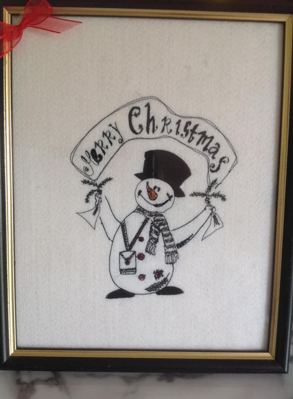 Snowman Merry Christmas Banner - Embroidery Design
