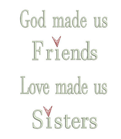 Words - God made us Friends - Embroidery Design