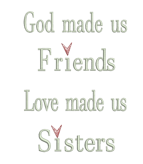 Words - God made us Friends - Embroidery Design