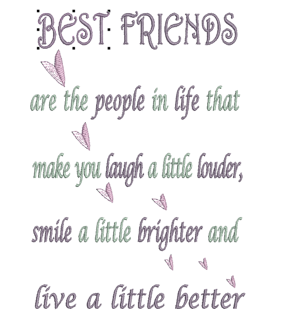 Words - Best Friends - Embroidery Design
