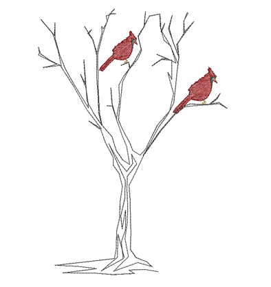 Cardinal Bird Pair - Embroidery Design