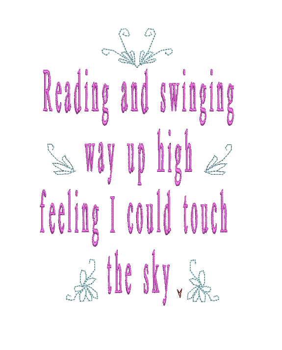 Reading and Swinging - WORDS ONLY - Reading Book Pillow Embroidery Design