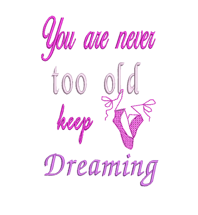 Never Too Old - WORDS ONLY - Reading Book Pillow Embroidery Design