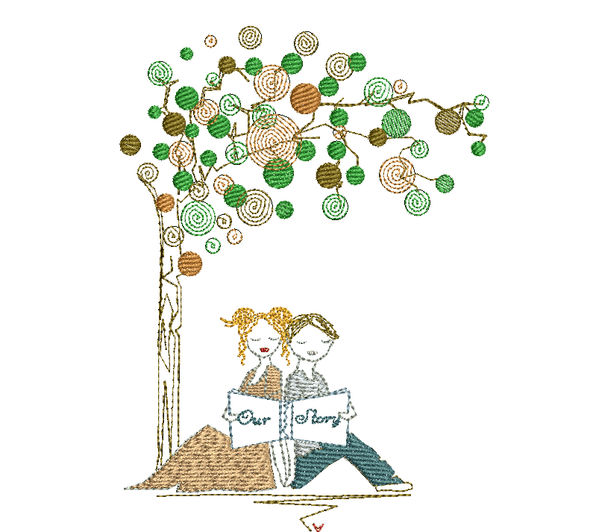 Our Story Book - Boy + Girl - Reading Book Pillow Embroidery Design