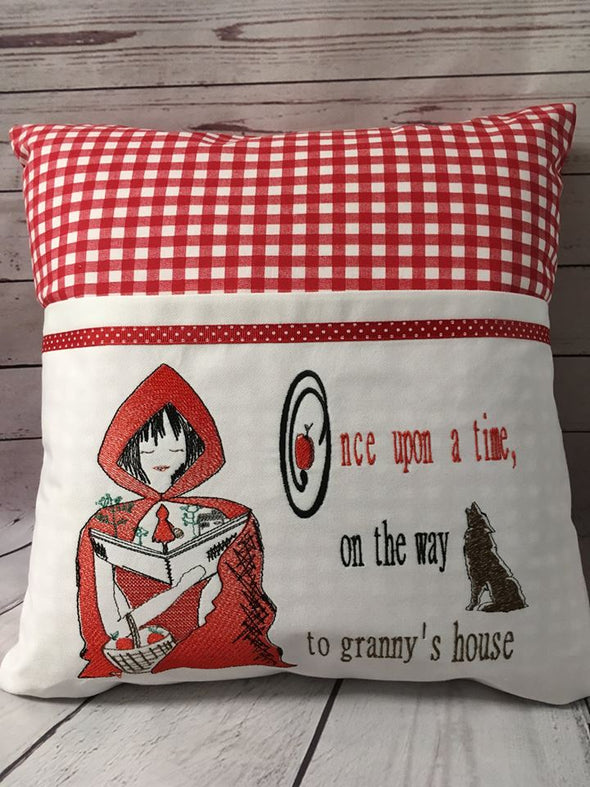 Red Riding Hood -  Reading Book Pillow Embroidery Design