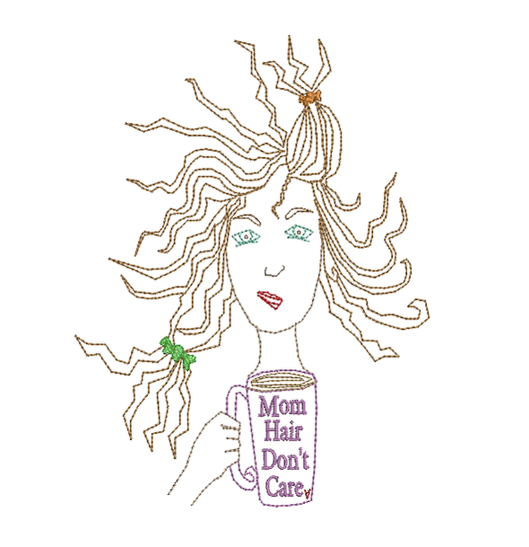 Mom Hair, Don't Care - Embroidery Design