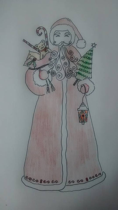 Christmas Santa with Candy Cane - Embroidery Design