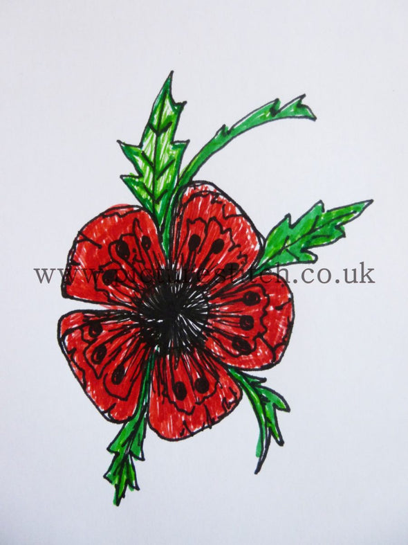 Poppy Flower - Embroidery Design 5X7 6X10