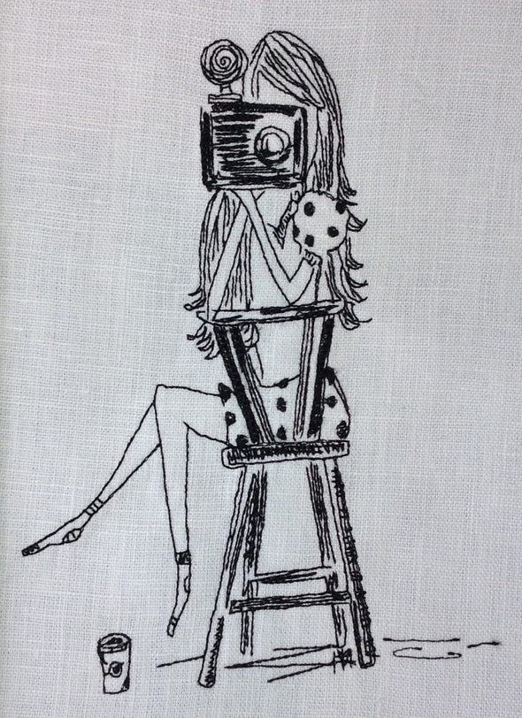 Girl Sat With Camera - Embroidery Design