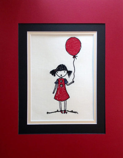 Red Balloon Girl - Embroidery Design