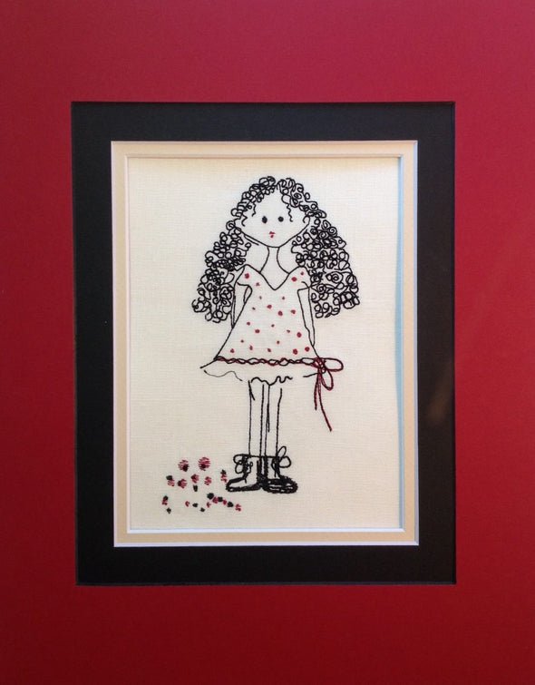 Curly Long Hair Girl - Embroidery Design