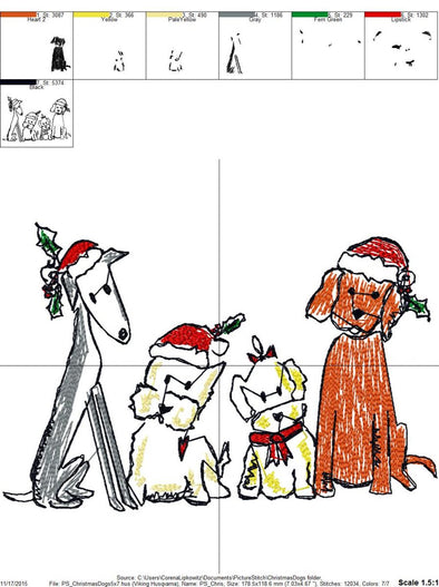 Christmas Dogs - Embroidery Design