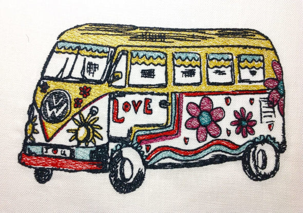 VW Flower Bus - Embroidery Design