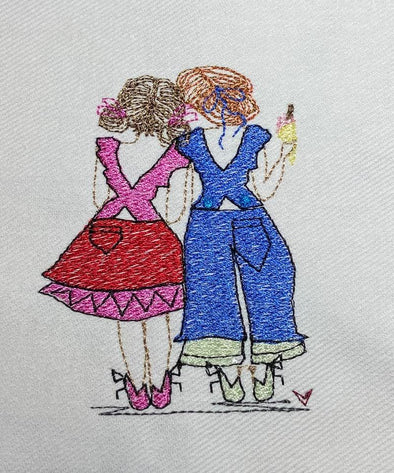 Young BFF Girls Urban Embroidery Design